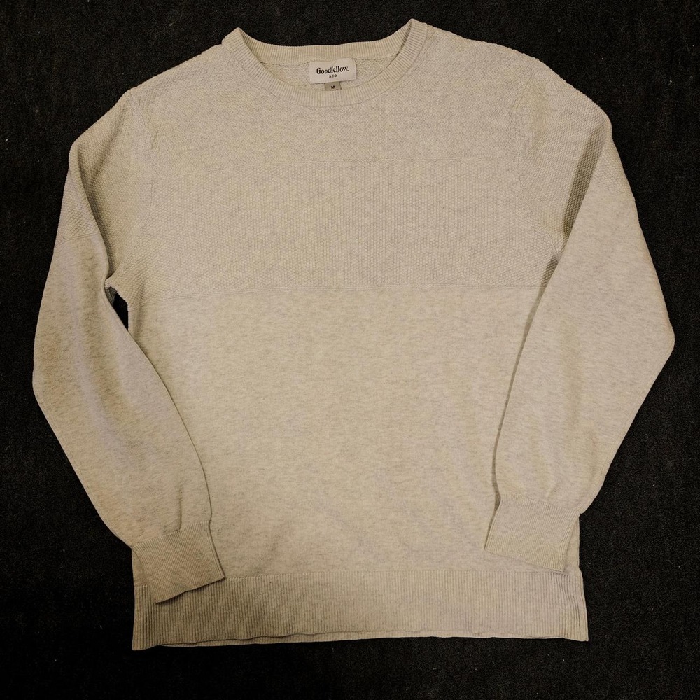 Goodfellow & Co Mens Gray Heather Textured Cotton Crewneck Sweater Size M
